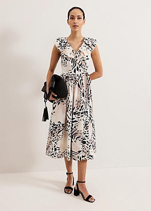 安心追跡【Phase Eight】Felicity リーフプリントミディドレス Felicity Leaf Print Midi Dress | Phase Eight UK |