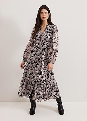 Phase Eight Bonnie Black Bow Shirt Midi Dress | Kaleidoscope