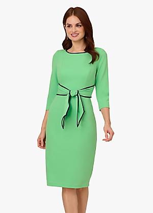 【海外限定】AdriannaPapell ドレス☆Green Knit Crepe Tiered S Adrianna Papell Women's Petite Knit Crepe Tiered Sleeve