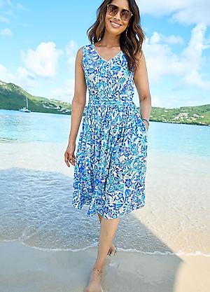 dresses cotton traders Cotton Traders Printed Crinkle Maxi Dress