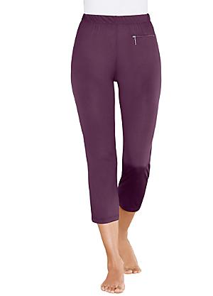 purple cropped trousers