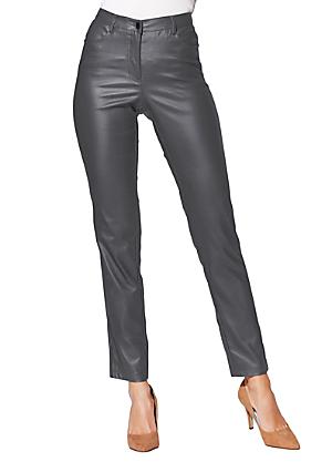 grey faux leather trousers