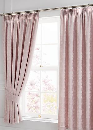 Lined Rod Pocket Curtains in Chateau De Fleur Print