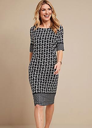 Black and white smart dress best sale