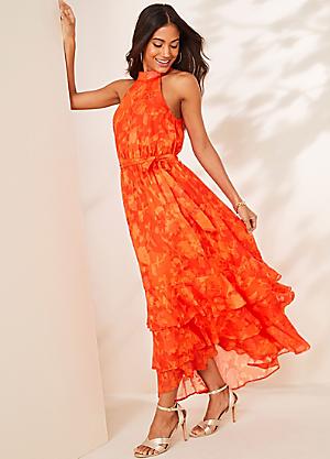 Orange Floral Dresses