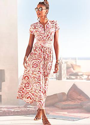 sachin and babi light blue dress LASCANA Palm Print Jersey Summer Dress
