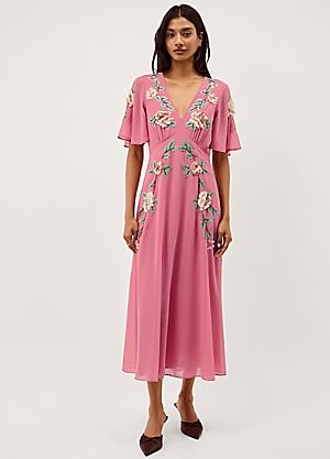 monsoon dresses pink Azalea Floral Embroidered Long Sleeve Dress Pink | Girls' Dresses