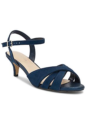 Navy mid block heel clearance sandals