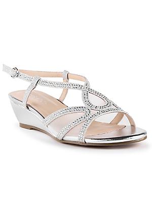 silver sandals low heel wide width