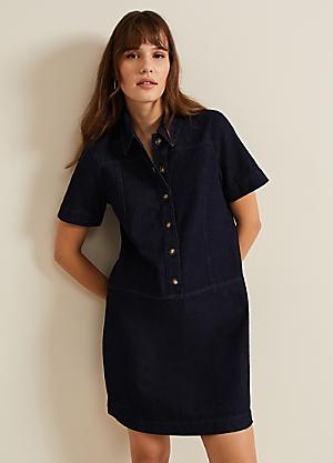 white christmas dresses Candice Perfect Knit Denim Mini Dress – bfree boutique main image 1