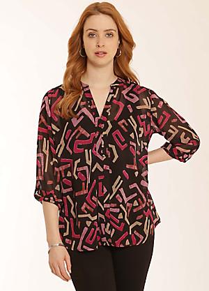Black Ditsy Floral Print Longline Tunic Blouse by Stacey Solomon