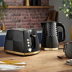 Russell Hobbs Honeycomb 2 Slice Toaster & Cordless Kettle Set white