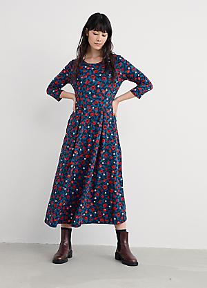 Seasalt Damenkleid – ärmellos, Baumwolle, Schwammpunkte, Tidepool Blau, A-Linie, Taschen