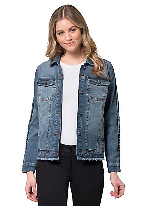 collarless denim jacket womens