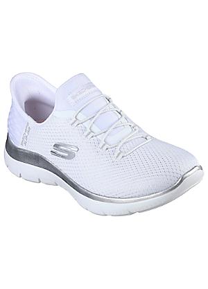 Skechers white cheap diamante trainers