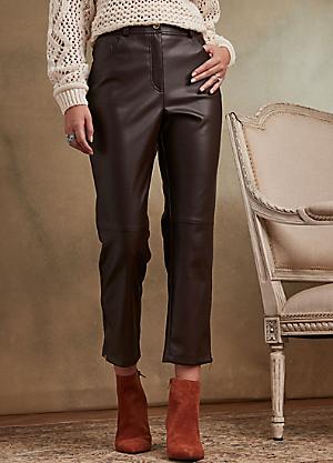 Faux Leather Boot-Cut Trousers by bonprix