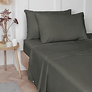 Percale Valance Sheets Non Iron Bed Sheets New Double Size 180 Tread Count Plain Dyed Bedding,Black 