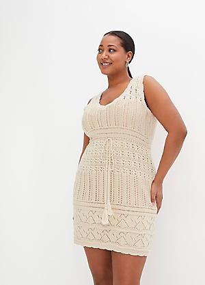 Plus size white crochet dress best sale