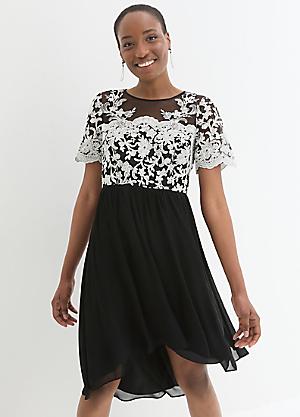 Black and white dress with belt best sale