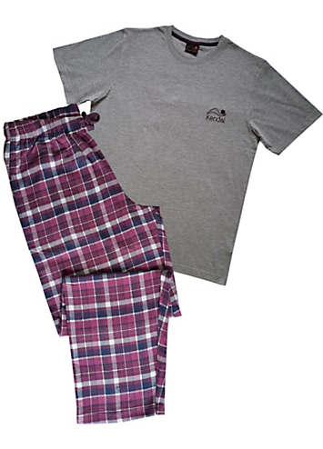 ’Kendal Men’s Pjyama Set with Plum Checked Bottoms’ | Kaleidoscope