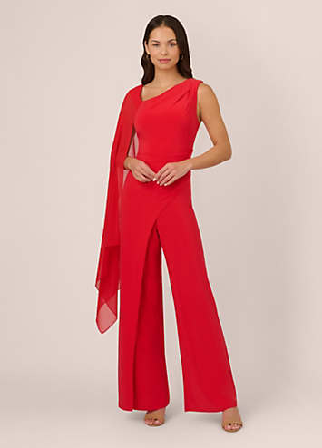Adrianna Papell Asymmetrical Jersey Jumpsuit Kaleidoscope