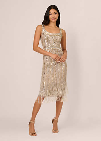 adrianna papell beaded fringe cocktail dress The all