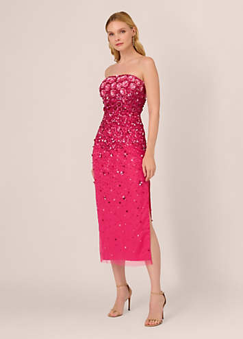 Adrianna Papell Beaded Strapless Gown Kaleidoscope