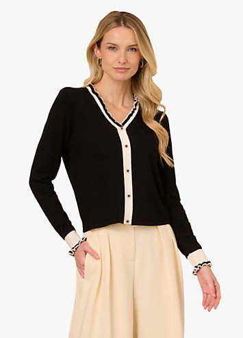 Contrast Ruffle Skinny Cardigan