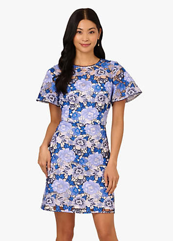Adrianna Papell Floral Embroidery Short Dress | Kaleidoscope