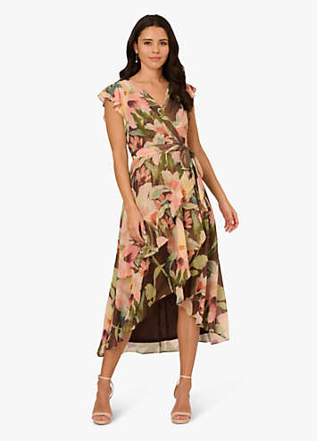 Adrianna Papell AP1E211259 Ruffle Floral Print High Low Cocktail Dress main image 1