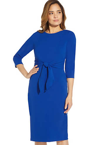 Adrianna Papell Knit Crepe Tie Waist Sheath Dress | Kaleidoscope