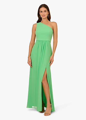 Adrianna Papell One Shoulder Chiffon Gown | Kaleidoscope