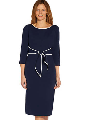 Adrianna Papell Plus Tipped Crepe Tie Dress | Kaleidoscope