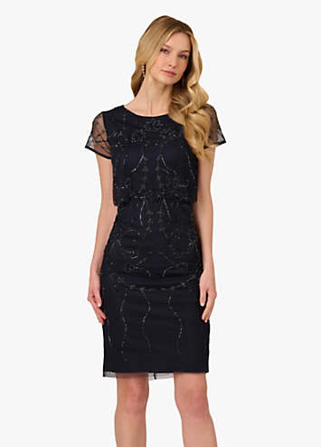 pink dress with black lace R&M Richards 3198P Long Formal Petite Lace Dress main image 1
