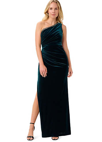 Adrianna Papell Velvet One Shoulder Gown Kaleidoscope