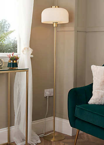 BHS Binita Glass Ribbed Floor Lamp Opal Brass Kaleidoscope bhs-binita-glass-ribbed-floor-lamp-opal-brass-kaleidoscope