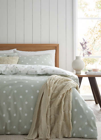 Catherine Lansfield Brushed Cotton Polka Dot Duvet Cover Set