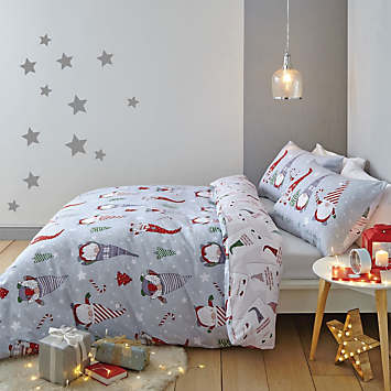 Catherine Lansfield Christmas Gnomes Brushed Cotton Duvet Cover Set ...