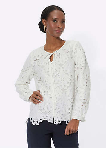 Lazlo Lace Crepe Cinched Blouse main image 0
