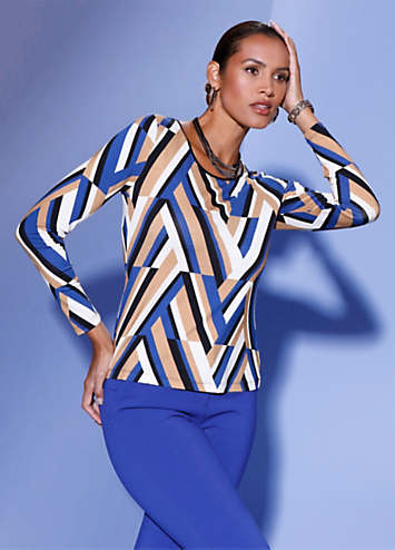 Zig Zag Print Pattern Women Long Robe
