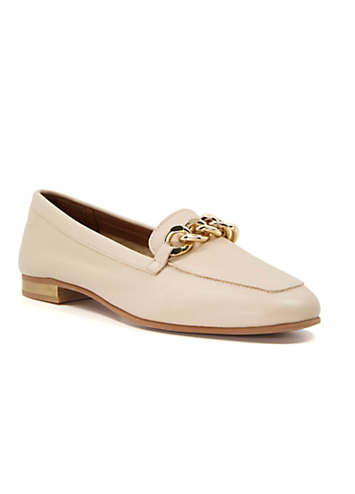 Dune London Goldsmith Ecru Chain Trim Leather Loafers | Kaleidoscope