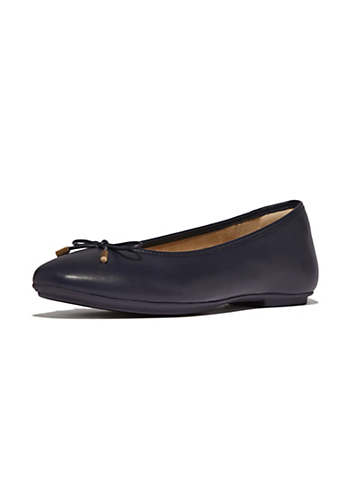 FitFlop Delicato Pearls-And-Crystal Leather Ballet Flats - Silver