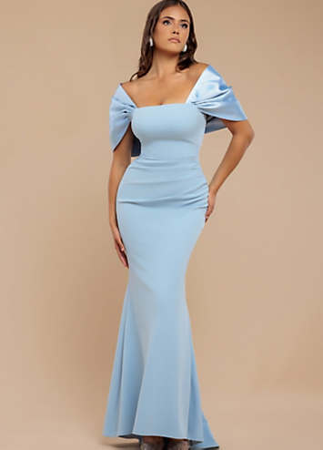 Goddiva One Shoulder Asymmetric Scuba Crepe Maxi Dress - Sage Green