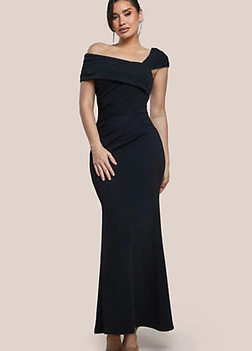 Goddiva One Shoulder Evening Maxi Dress - Emerald Green