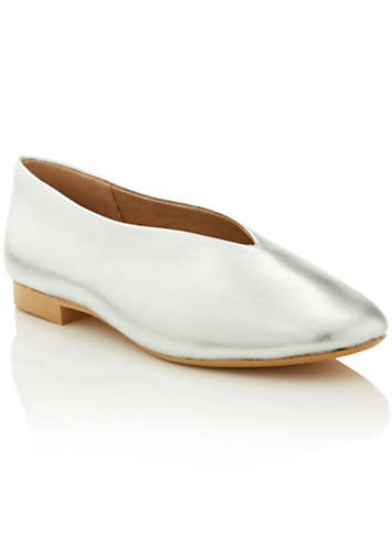 High Cut Leather Ballerina Pumps by Kaleidoscope | Kaleidoscope