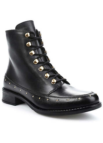 tucker studded strped lace-up biker boots