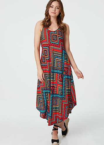 Izabel London Aztec Print Sleeveless Sun Dress | Kaleidoscope