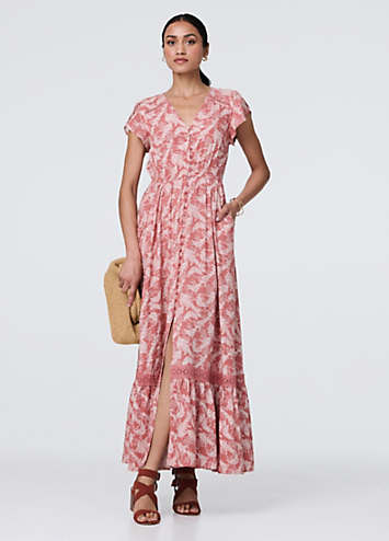 Izabel London Burgundy Paisley Print A-Line Tiered Maxi Dress ...