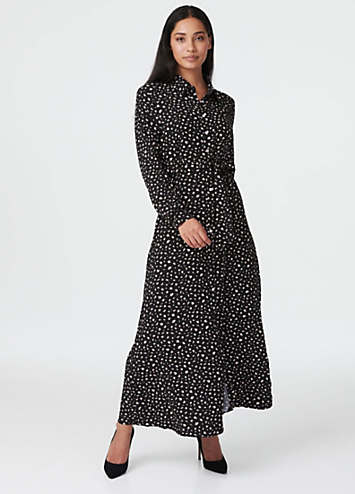 Izabel London Ditsy Print Tie Waist Midi Shirt Dress | Kaleidoscope