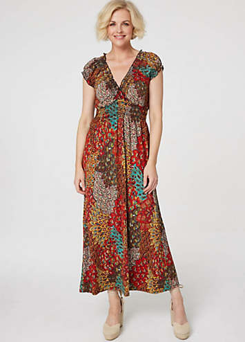 Izabel London Peacock Maxi Dress Kaleidoscope